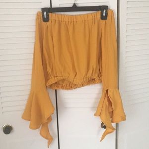 white fox boutique off the shoulder crop top